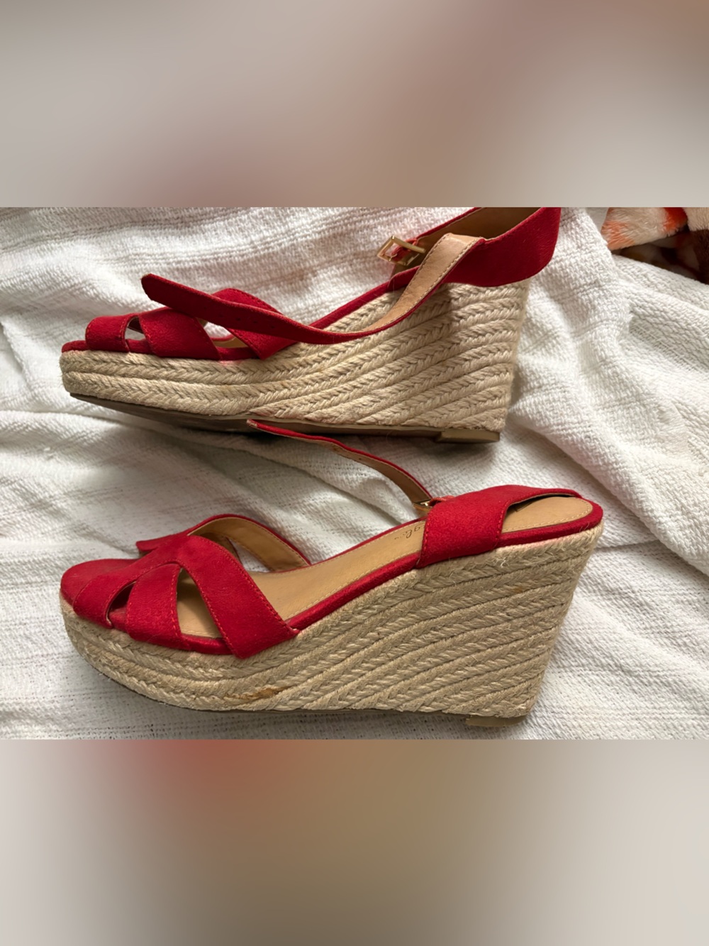 Like New-women’s size 11 Red Espadrille Wedge Sandals - Women